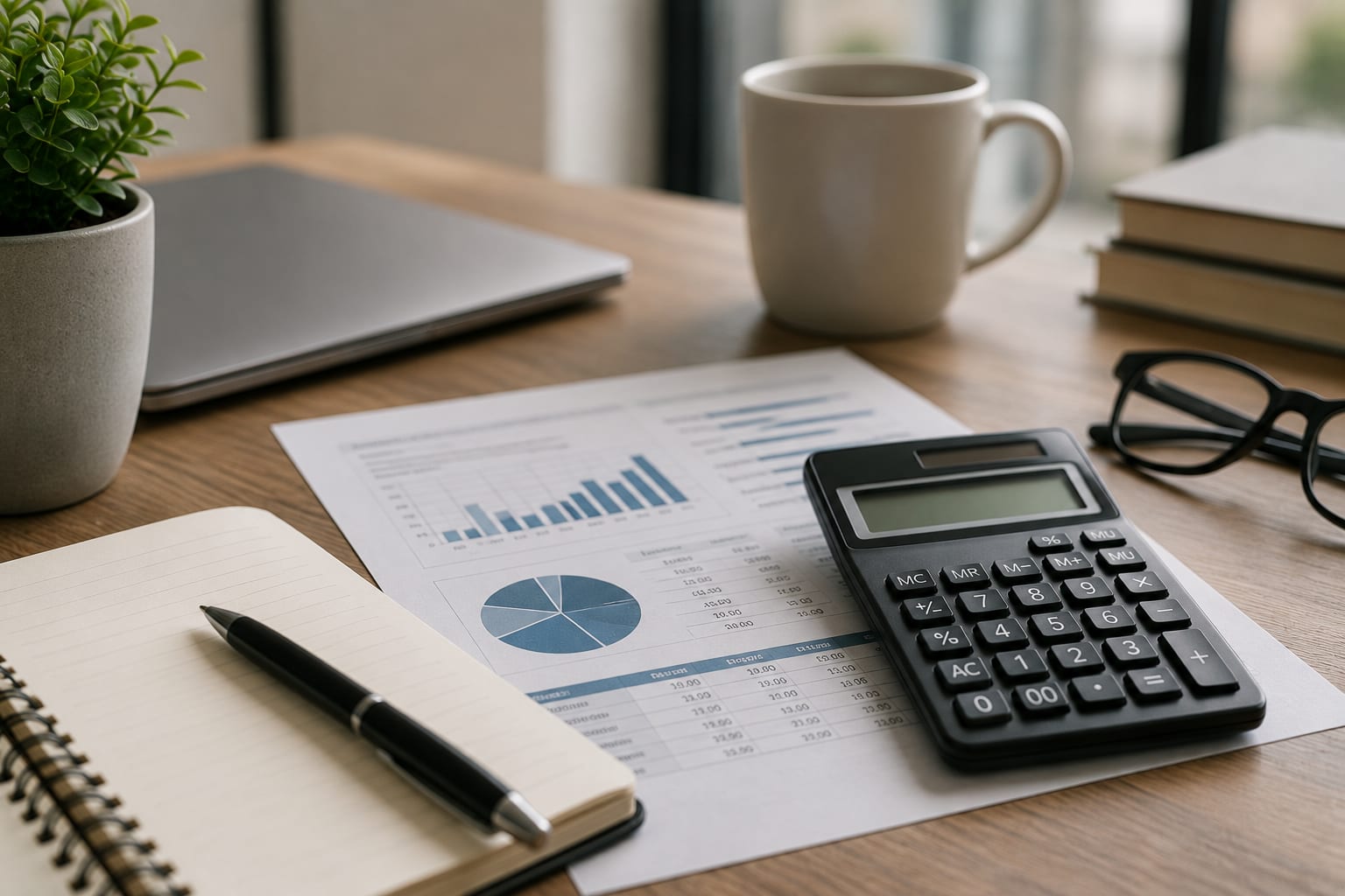 Llaves y calculadora sobre una mesa